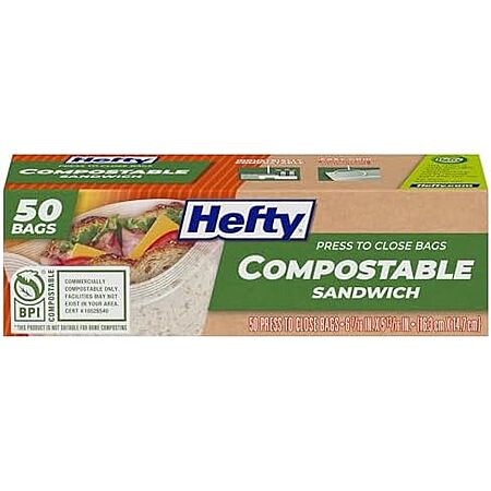 [SnS, AC] $5.50 | 2 × 50-Count Hefty Compostable Sandwich Bags ($2.75 each) at Amazon