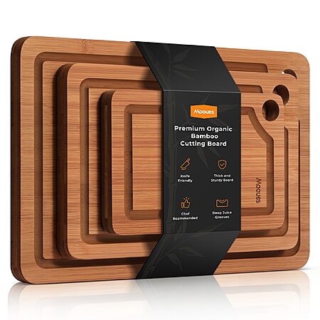 [AC] $19.79: 3-Piece Mooues Organic Bamboo Cutting Board Set (Brown or Natural) at Amazon