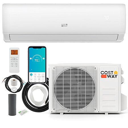 Costway 11500 BTU 115V Mini Split AC with Heat Pump w/ WiFi - $441