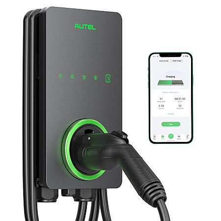 Autel Home Smart Electric Vehicle (EV) Charger up to 50Amp, 240V, Indoor/Outdoor Car Charging Station with Level 2, Wi-Fi and Bluetooth Enabled EVSE, 25-Foot Cable $398.2