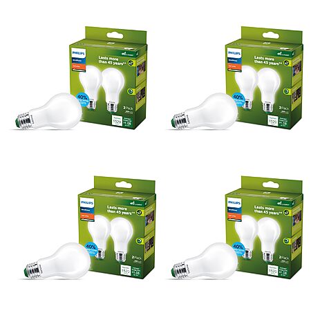 Philips LED 100W A19 8-Pack Ultra Efficient Soft White Light Bulbs (2700K) 1520 Lumen (8.9W = 100W) Dimmable Frosted Flicker-Free Light Bulbs $36.73