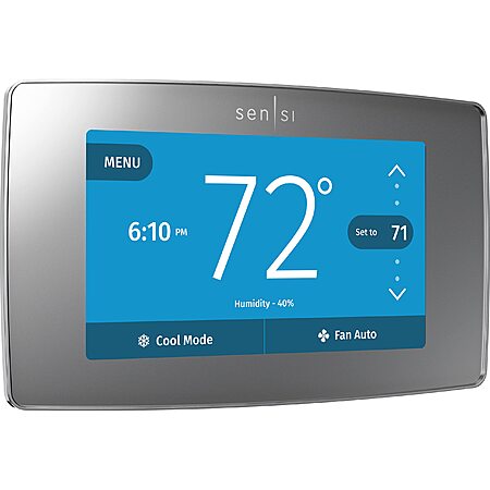 $91.79*:Sensi Touch Smart Wi-Fi Thermostat ST75S – Color Touchscreen, Alexa Compatible, Silver at Amazon