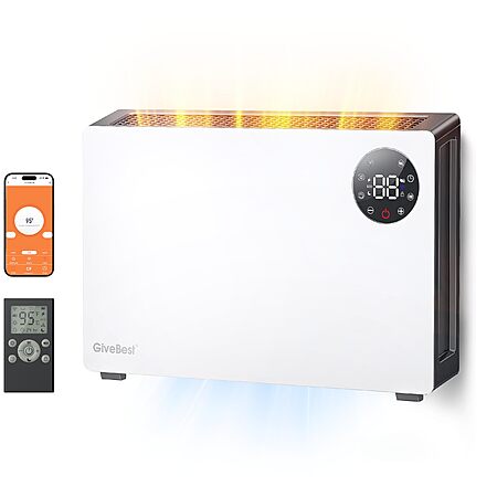 GiveBest Super Quiet Wall Heater, 1500W Convection Design Space Heater, Adjustable Thermostat, Child Lock, 12H Timer $99.99